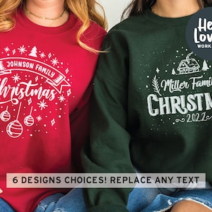 Custom Family Christmas Sweatshirts, Matching Family Christmas Sweatshirts, Family Holiday Crewneck Pullover, Family Christmas Sweaters Xmas
