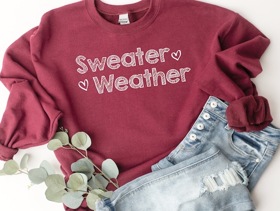 Sweater Weather Cozy Fall Sweater, First Day of Fall Crewneck Sweatshirt, Fall Clothing, Autumn Gifts, Womens loungewear, Fall Apparel