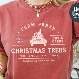 Comfort Colors® Womens Christmas Shirts, Vintage Christmas Tree Shirt, Christmas Gifts for Women, Matching Christmas Tees, Holiday Tee
