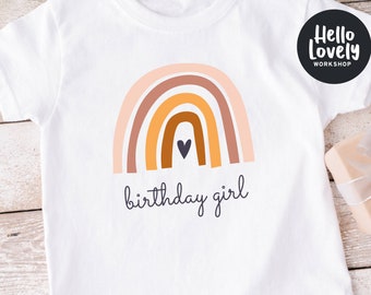 T-shirt d’anniversaire arc-en-ciel mignon, chemise de fille d’anniversaire arc-en-ciel, chemise de fille d’anniversaire, tenue d’anniversaire pour enfants, chemise de fête d’anniversaire arc-en-ciel