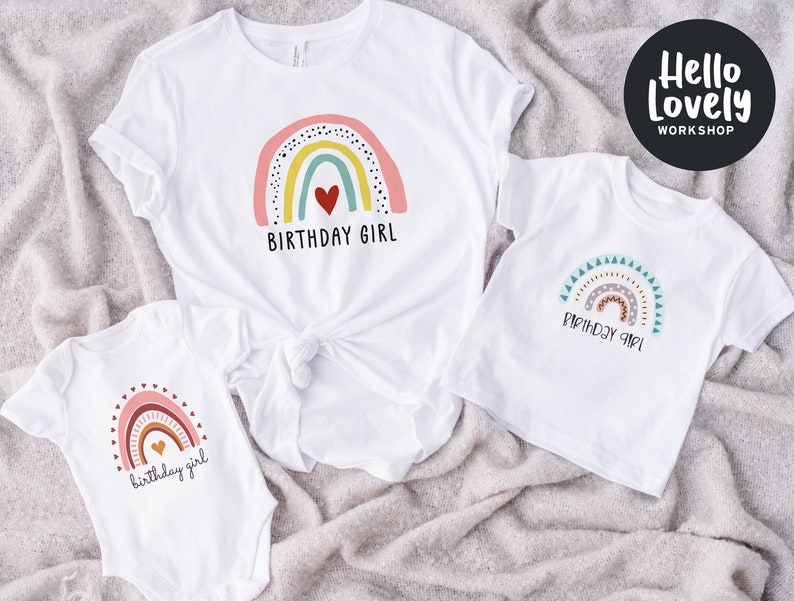 Rainbow Birthday Girl Embroidered Tee main image 1