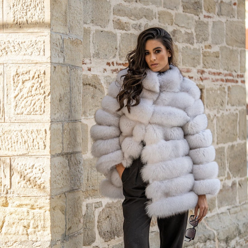 Blue Fox Fur Coat - Etsy