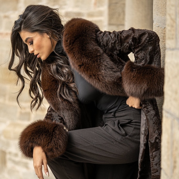 Fur Collar Cuff Coat Etsy UK