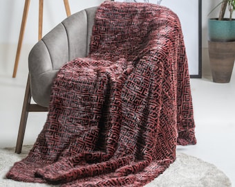 Luxury real mink fur rag with print. Fur blanket, fur throw, luxury bedding, fur rug, fur traverse. Home decoration. Christmas gift for her.