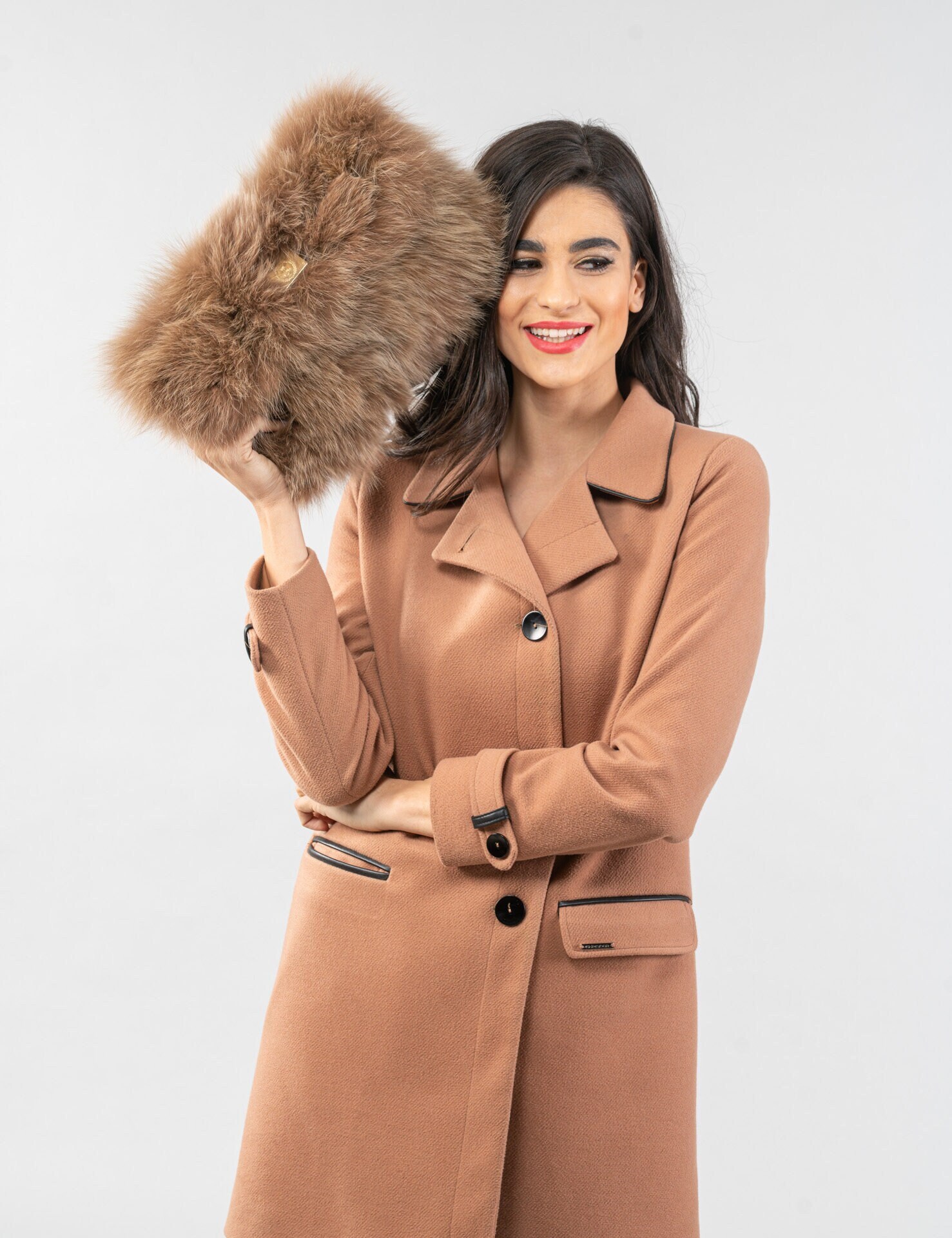Womens Handbags Shoulder Bags Colorful Fox Fur Real Leather Purses Shoulder Bag 
