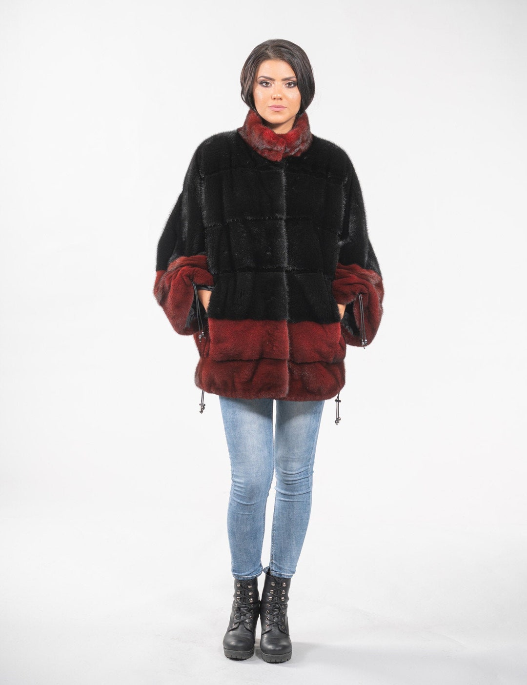 Echtes Vollhaut NerzFell Cape ONE SIZE in schwarz mit Etsy.de