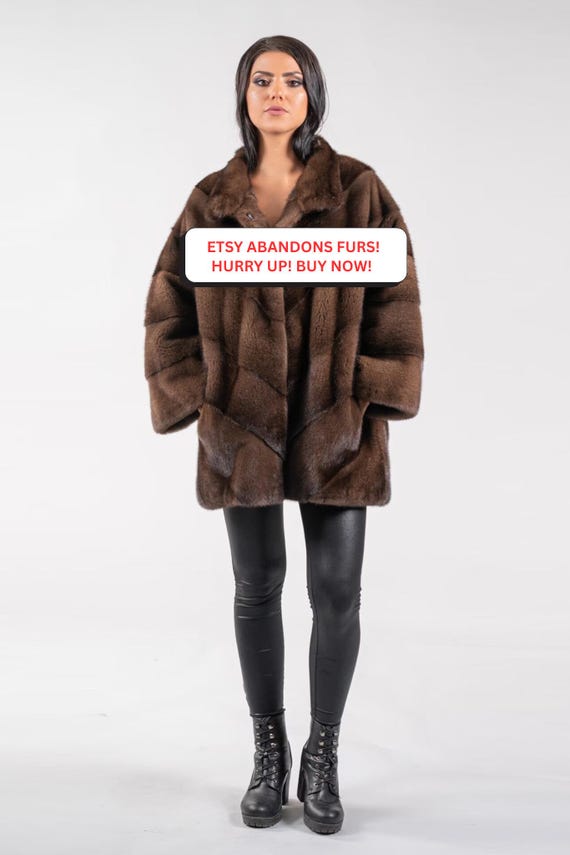 Demi-buff Mink Fur Coat, Diagonal Layered Design. Modern Women's