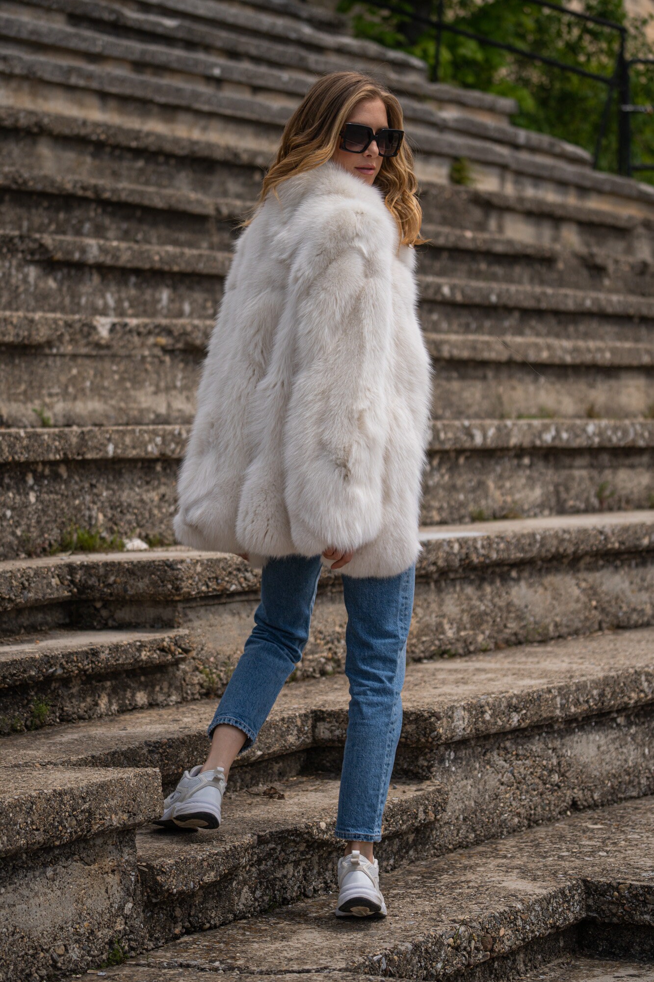 Pearl Real Fox Fur Coat. Stand Collar. High Quality Zaets Fox Fur