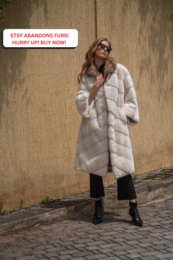 Full Length Mink Fur Coat With Real Sable Fur Collar. Long Line