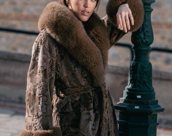 スワカラ×フォックス ロングコート ブラウン 高級毛皮 ヴィンテージ 15号 スワカラ×フォックス ロングコート ブラウン 高級毛皮 ヴィンテージ 15