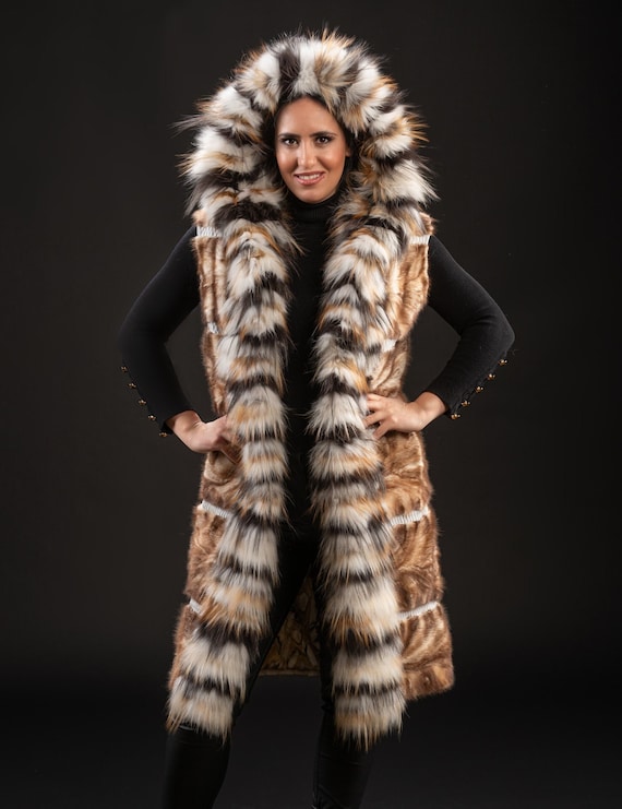 fur long vest