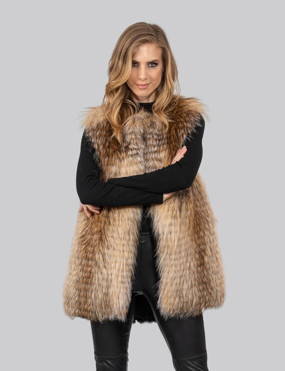 Chaleco De Piel De Zorro Real Para Mujer - Sin Mangas, Abrigado Y De Moda, Ideal Para Invierno Y Looks Callejeros Elegantes