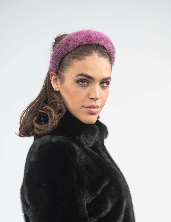 Purple Real Mink Fur Headband. Impressive Fur Accessory  display picture 1