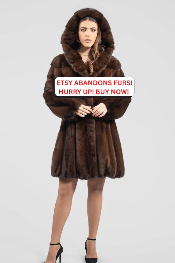 デミバフミンクコート 2XL Demi Buff Mink RealFur Demi – Buff Real Mink Fur Coat With Hood in a Baloo Line. Natural