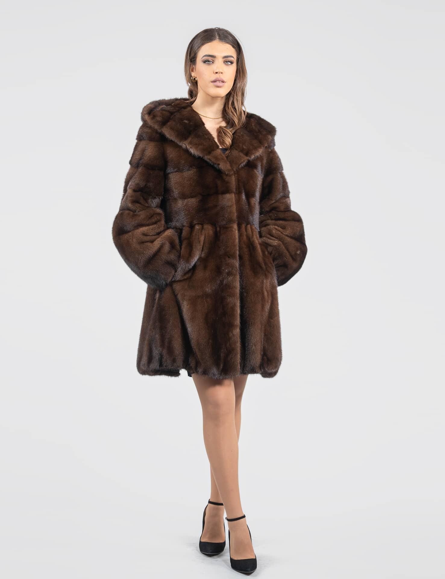 レディース デミバフミンクコート Demi Buff Mink Real Fur