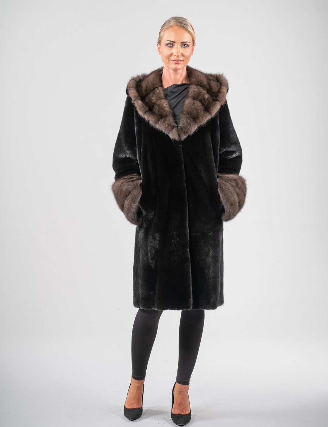 BLACKGLAM ダークブラウン ラビットファーコート j1a23_8.jpg