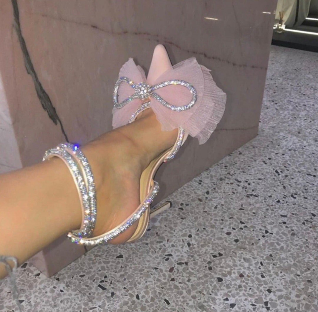 AURORA Tulle Bow High Heel Stiletto Luxury Bling Crystal - Etsy