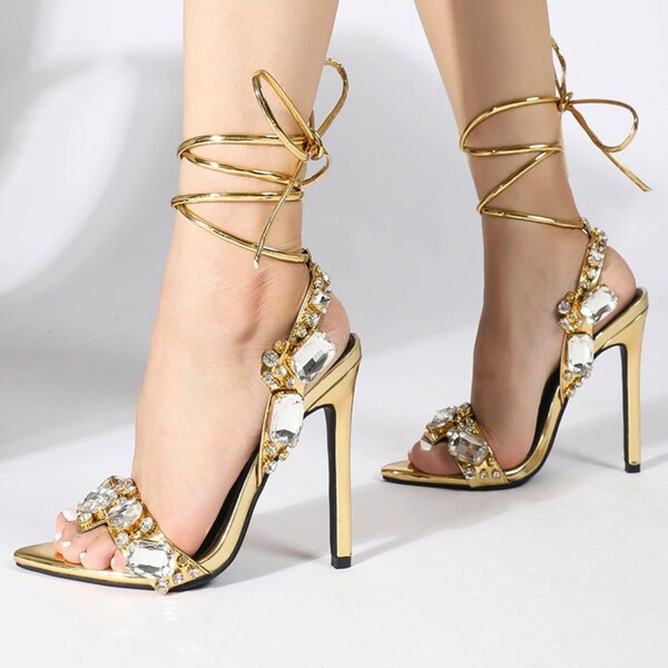 bling strappy heels