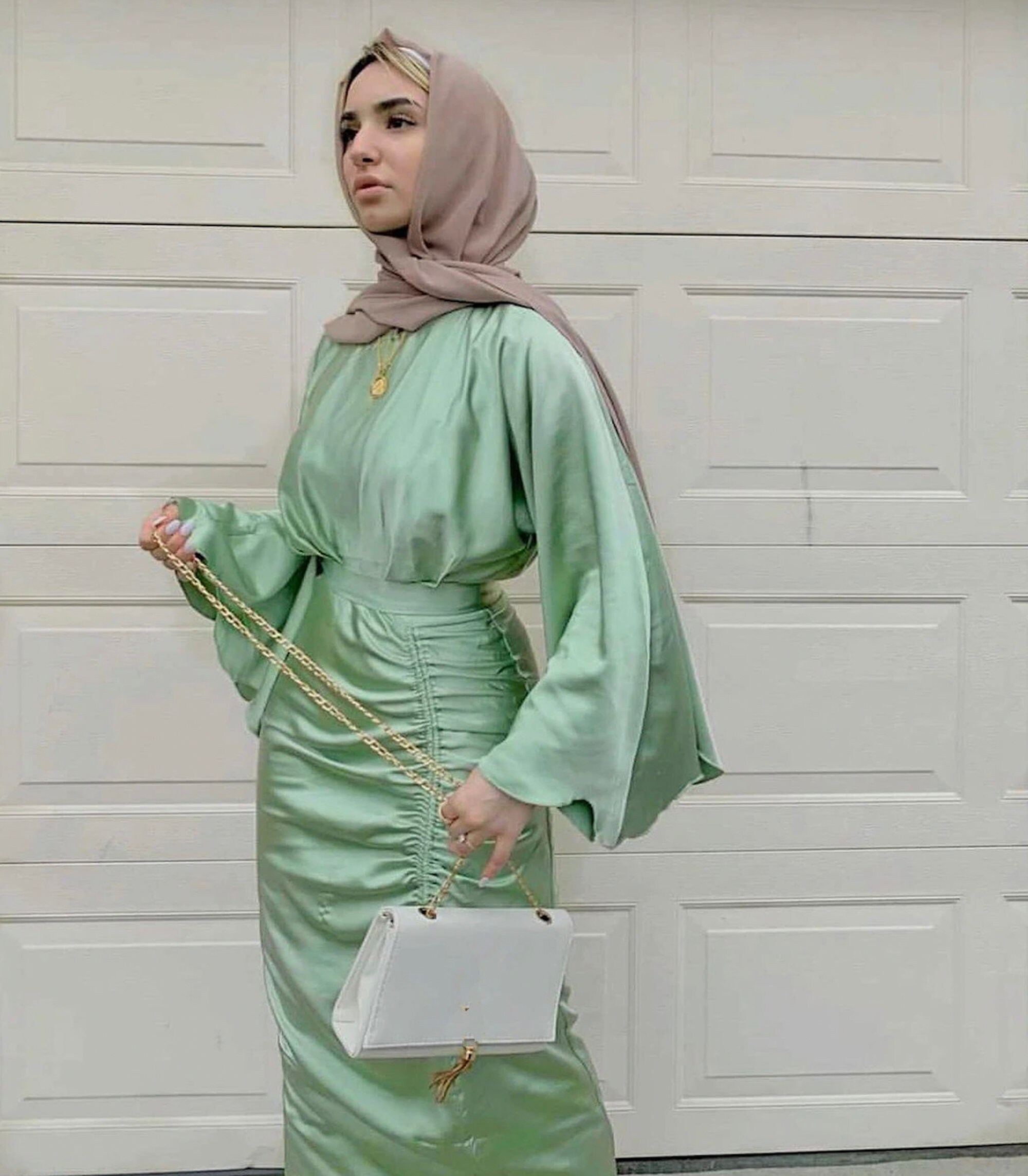 LINA Satin Ruched Abaya Modest Muslim Dress Islamic - Etsy