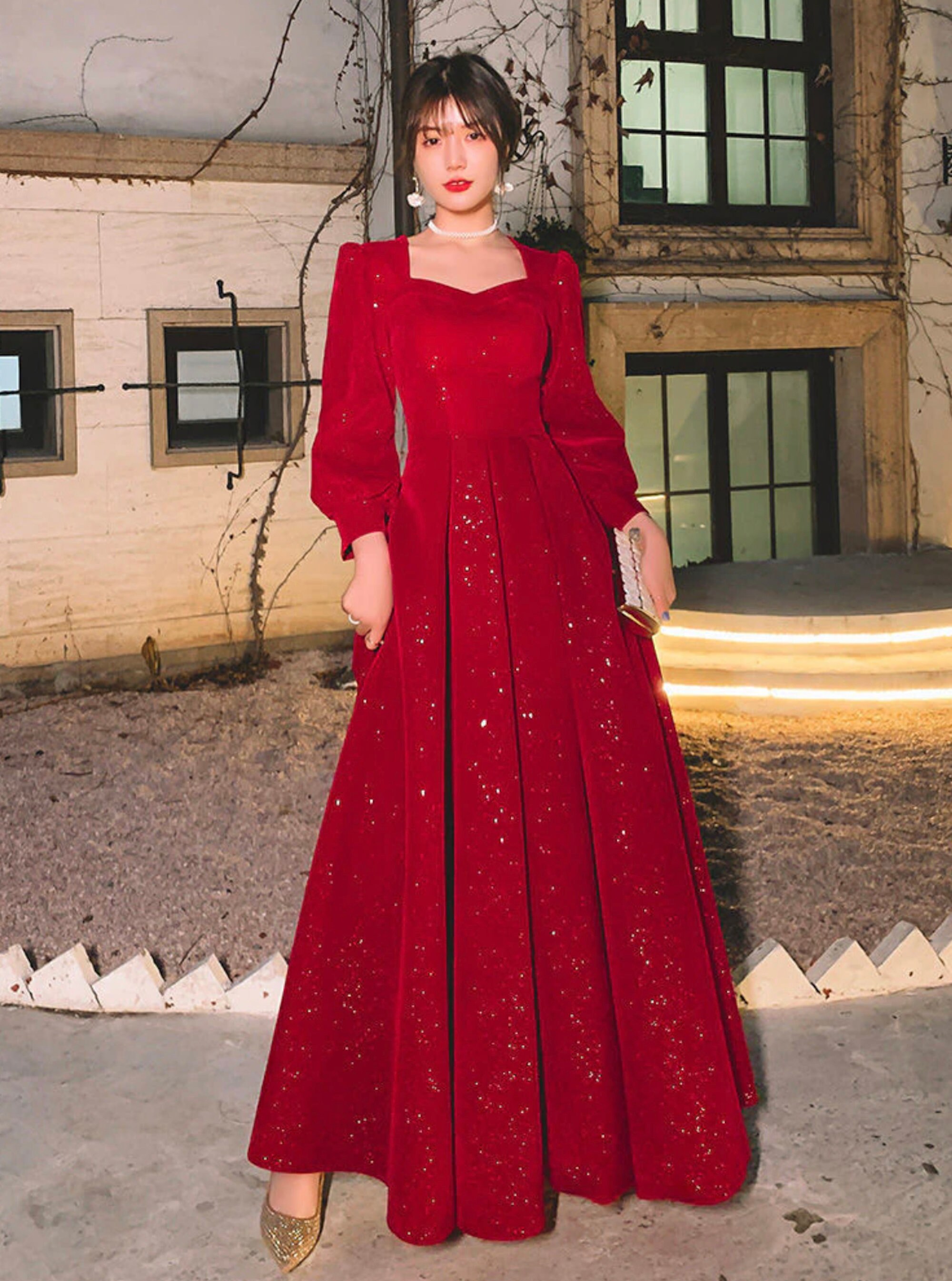 SUZY Red Glitter Modest Prom Dress Muslim Formal Evening - Etsy