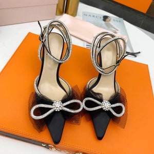 AURORA Tulle Bow High Heel Stiletto Luxury Bling Crystal - Etsy