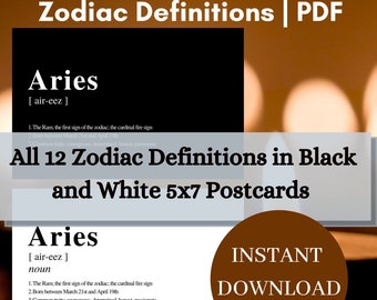 24 Zodiac Defintion Digital Postcard Prints