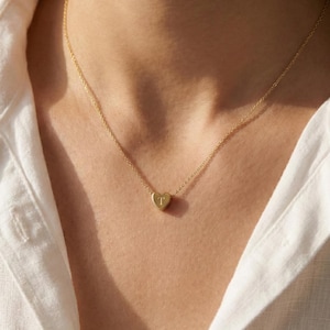 Personalized 3D Initial Heart Charm Necklace, Custom Initial Pendant, Custom Gold Letter Necklace, Mothers Day Gift