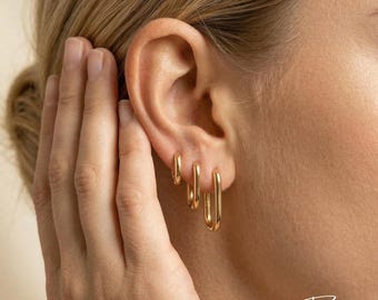 Gold Earring Stacks - Small Hoop Earrings – Lightweight Hinged Everyday Minimalist Hoops