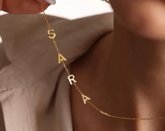 Dainty Custom Initial Necklace, Personalised Letter Necklace, Birthday Gift for Her