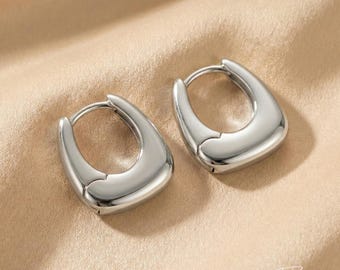 Chunky Sterling Silver Mini Hoop Earrings – Gold Finish, Everyday Styling - Mothers Day Gift for Her