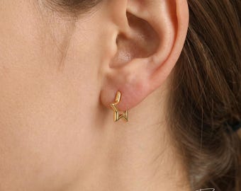 Minimalist Star Hoop Earrings Stainless Steel- Silver or Gold