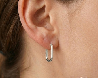 Oval Huggie Hoop Earrings • 925 Sterling Silver • Everyday Wear