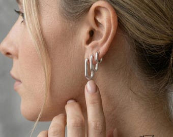 Silver Hoop Earring Stacks – Lightweight Hinged Everyday Minimalist Hoops