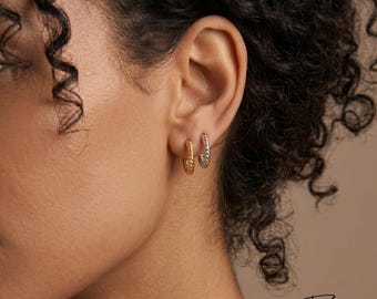 18K Gold-plated Vintage Hoop Earrings - Stainless Steel Waterproof Jewellery – Everyday Minimalist Hoops - Gift for Her