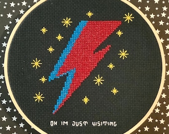 David Bowie &quot;Oh, I&#39;m Just Visiting&quot; Starman Cross Stitch Pattern PDF