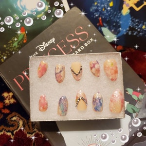 Ariel Inspired The Little Mermaid Glam Press-On Nail Set | Disney Nails, Mermaidcore, Mermaid Nails