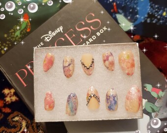 Set de uñas postizas Glam de La Sirenita inspirado en Ariel / Uñas Disney, Mermaidcore, Uñas de sirena