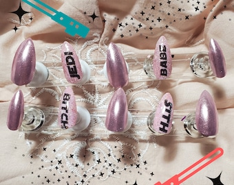 Set de uñas postizas Jedi Babe/ Sith Bitch/Star Wars, uñas Jedi, uñas Sith