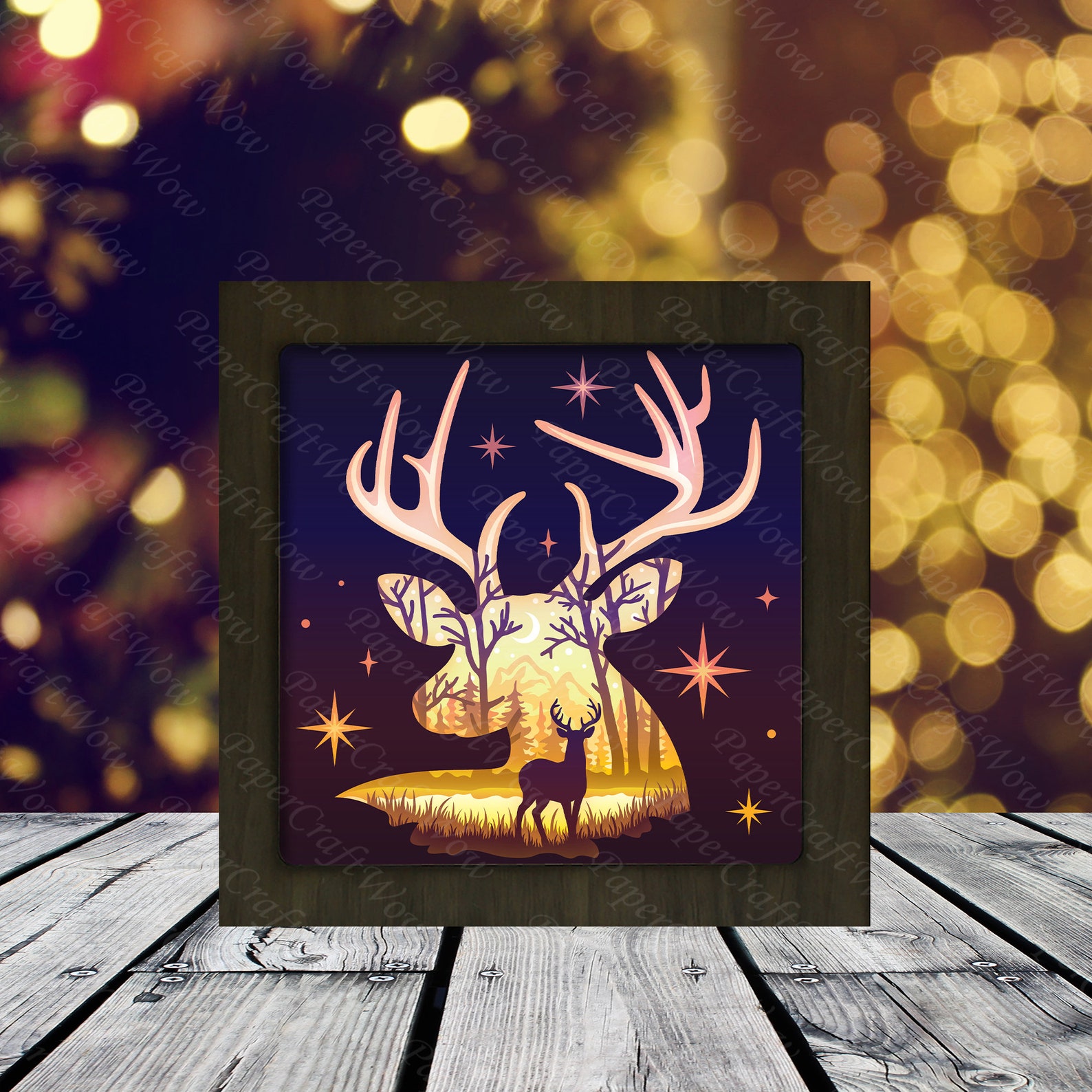 Deer Paper Cut Paper Cut Light Box SVG Shadow Box Shadow Box Etsy