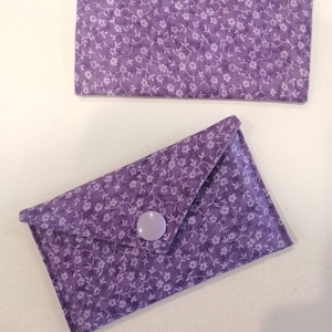 Card holder, purple floral snap closure wallet