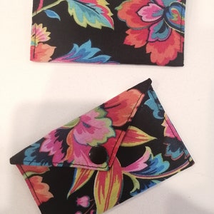 Card holder, rainbow floral snap closure wallet