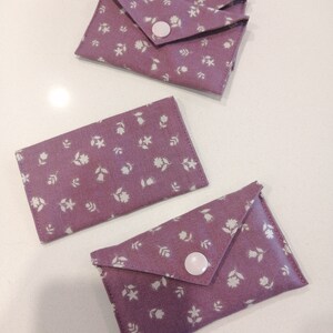 Card holder, mid purple floral snap closure wallet