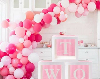 2nd Birthday Decoration, Two box, Two Balloon box , White clear Balloon Boxes, Two the moon, Two fast, Two sweet, Two wild