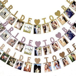 Banner de fotos para futura novia, Banner de fotos para despedida de soltera, Decoración de guirnalda para futura novia para fiesta de compromiso, Despedida de soltera, Bandera para despedida de soltera