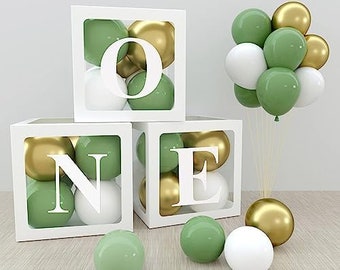 One box, 1st Birthday decoration , White clear one Balloon Boxes  ,First Birthday party decoration , One Balloon Box, Cake smash backdrop