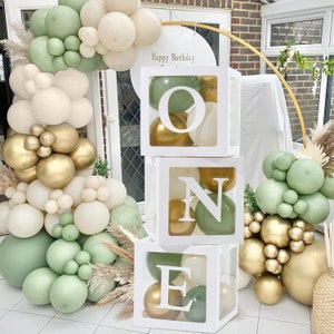 One box, 1st Birthday decoration , White clear one Balloon Boxes  ,First Birthday party decoration , One Balloon Box, Cake smash backdrop