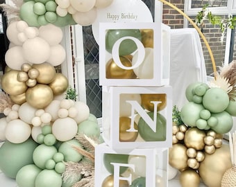 One box, 1st Birthday decoration , White clear one Balloon Boxes  ,First Birthday party decoration , One Balloon Box, Cake smash backdrop