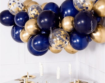 30 pcs Navy Blue Chrome Gold Balloon Arch Kit Birthday Decoration Wedding Decoration Bridal Shower Hen Party Decoration Baby Shower.