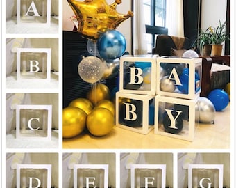 Custom box A-Z 0-9 custom balloon box Baby Shower Transparent Cardboard Box team bride bridal shower Wedding Birthday party decoration