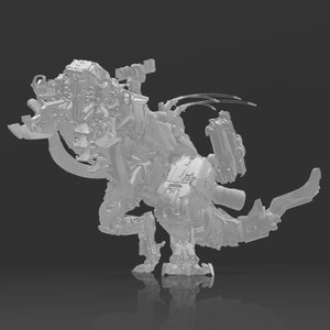 May include: A detailed, white, 3D printed model of a mechanical creature with multiple limbs and a complex design. The model is posed in a dynamic stance, with its limbs extended and its body twisted.
